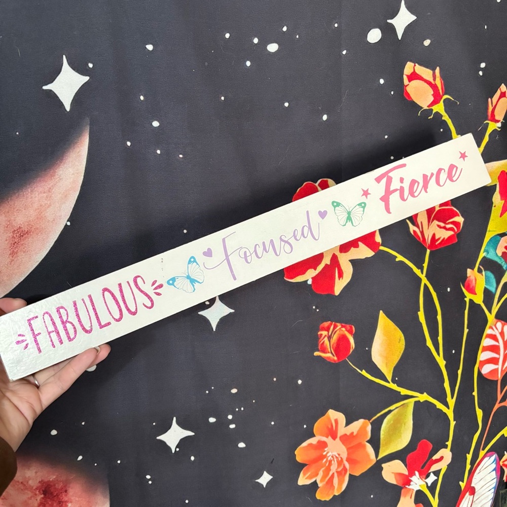Fabulous Focused Fierce Wooden Sign - Pink, Purple, Teal